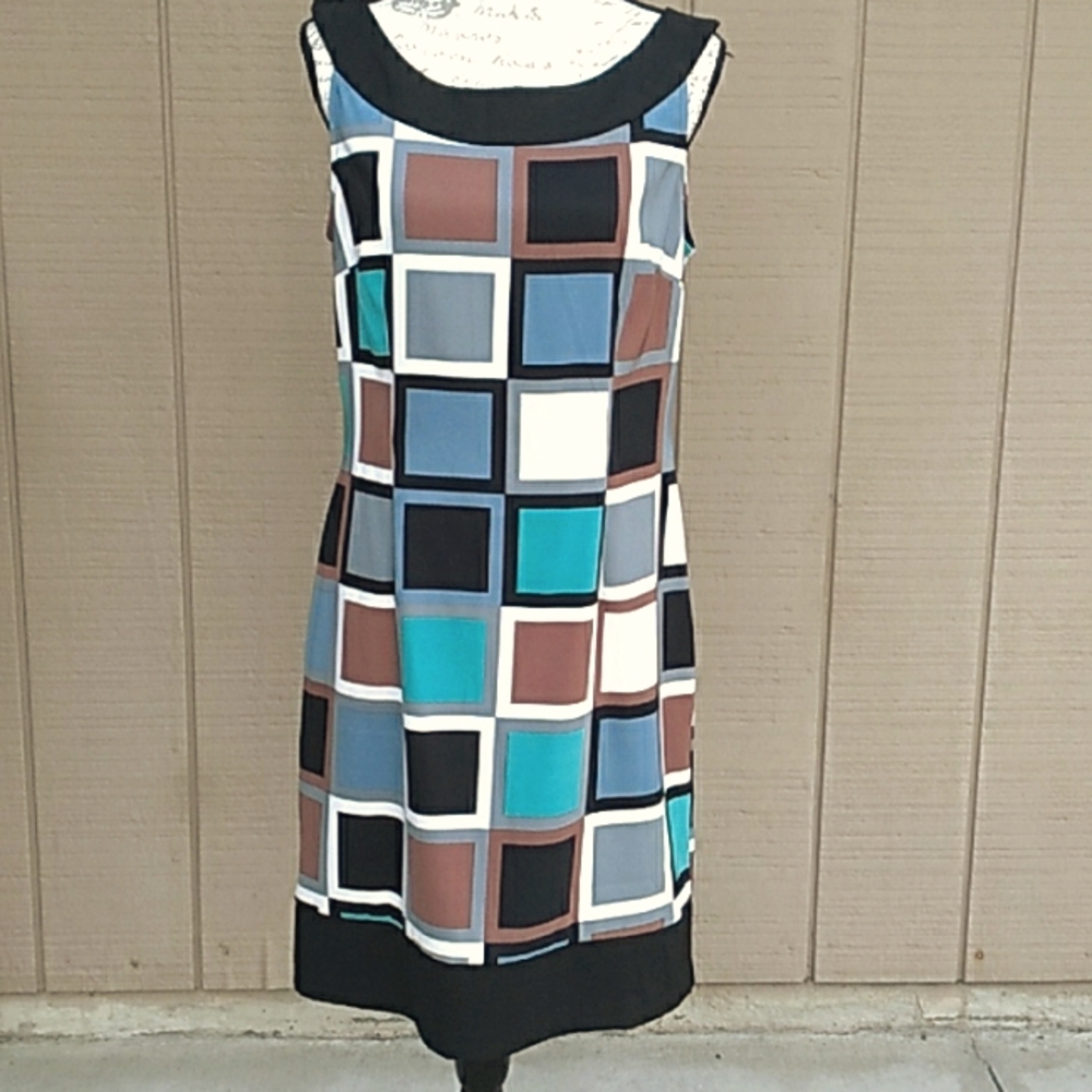 Connected Multicolored Geometric Patterned Dress Size 12